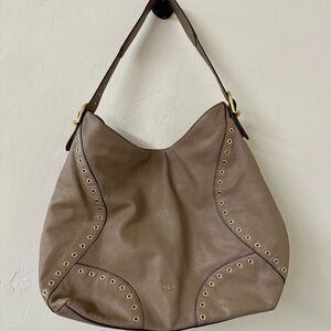 Taupe Leather Ralph Lauren Hobo Bag - Taupe